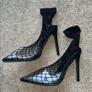 Fashion Nova Black Mesh Heels